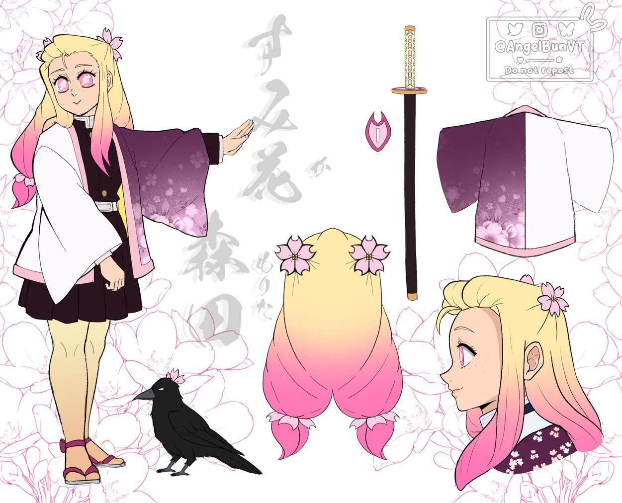 Demon Slayer styled OC ref sheet